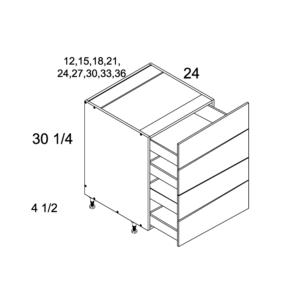 4DB30 - High Gloss White - Altamax Four Drawer Base Cabinet | Kitchen ...