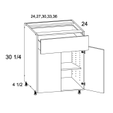 B24 - High Gloss White - Altamax Double Door Single Drawer Base Cabinet