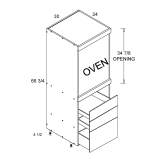 TOS3DB3072 - Venetian Blanc - Altamax Tall Single Oven Three Drawer Utility Cabinet