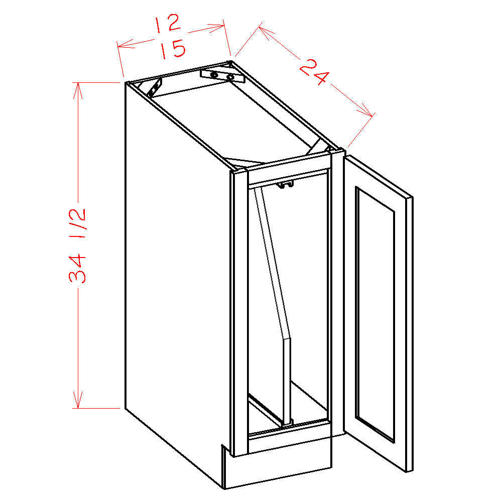 1 door base cabinet with FULL HEIGHT TRAY DIVIDERS