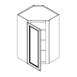 WDC274215 - Alabaster Cream - Wall Diagonal Corner Cabinet – 1 Door, 3 Shelf 27"W x 42"H x 15”D