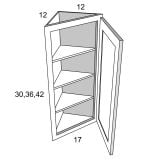AW1230 - White Shaker - Angle Wall Cabinet - 12"W x 30"H x 12"D (Cabinet Frame Width: 17") - 1D-2S