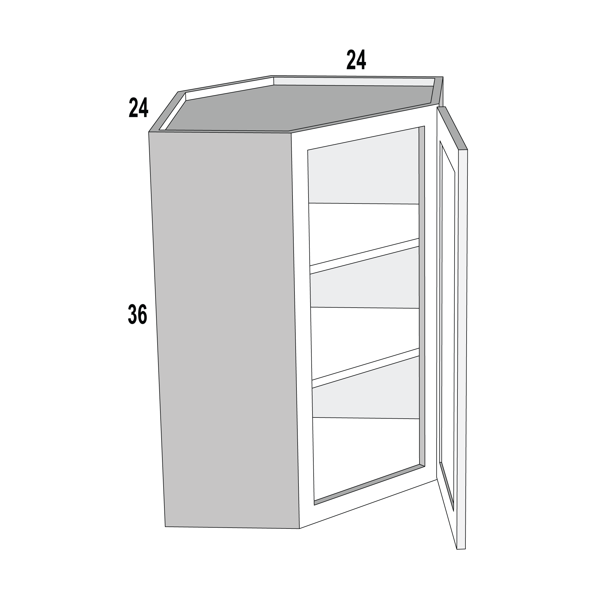 Espresso Shaker Wall Diag Corner 24x36x12 RTA Cabinet | Kitchen Cabinet ...