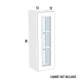 WM1236 – Verona White – Open Frame Glass Door Textured Glass – 12” x 36” x 3/4”