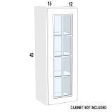 WM1542 – Verona White – Open Frame Glass Door Textured Glass – 15” x 42” x 3/4”