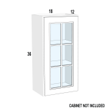 WM1836 – Palermo Gray – Open Frame Glass Door Textured Glass – 18” x 36” x 3/4”
