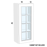 WM1842 - Glazed Pearl – Mullion Glass Door Textured Glass – 18”W x 42”H x 3/4”D