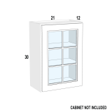 WM2130 – Verona White – Open Frame Glass Door Textured Glass – 21” x 30” x 3/4”