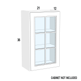 WM2136 – Palermo Gray – Open Frame Glass Door Textured Glass – 21” x 36” x 3/4”