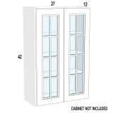 WM2742 – Verona White – Open Frame Glass Door Textured Glass – 27” x 42” x 3/4”