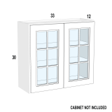 WM3330 – Espresso Shaker – Open Frame Glass Door Textured Glass – 33” x 30” x 3/4”