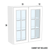 WM3336 – Palermo Gray – Open Frame Glass Door Textured Glass – 33” x 36” x 3/4”