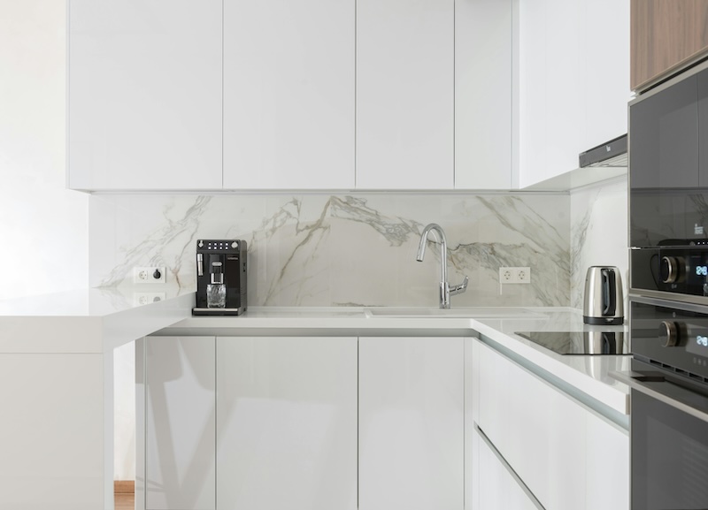 High Gloss Kitchen Cabinets - Marble