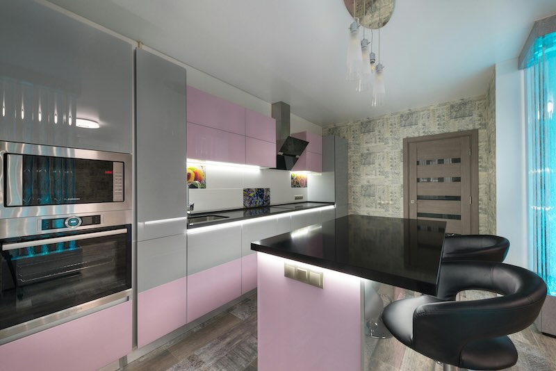 High Gloss Kitchen Cabinets - Pink