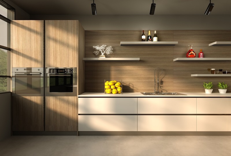 Modern Brown High Gloss Kitchen Cabinets