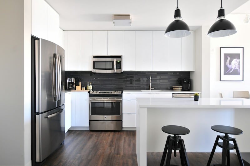 Corner Kitchen Cabinets - Black and White